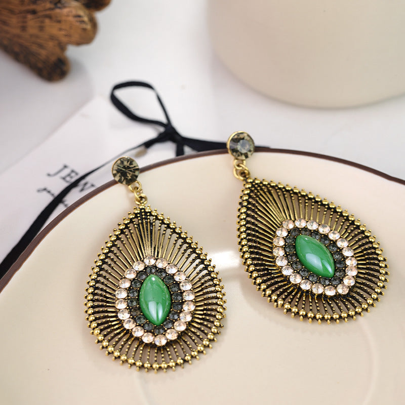 Wholesale Silver Needle Diamond Hollow Drop Earrings